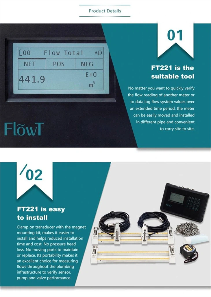 4-20mA Output Portable Clamp On Ultrasonic Flow Meter With RS485